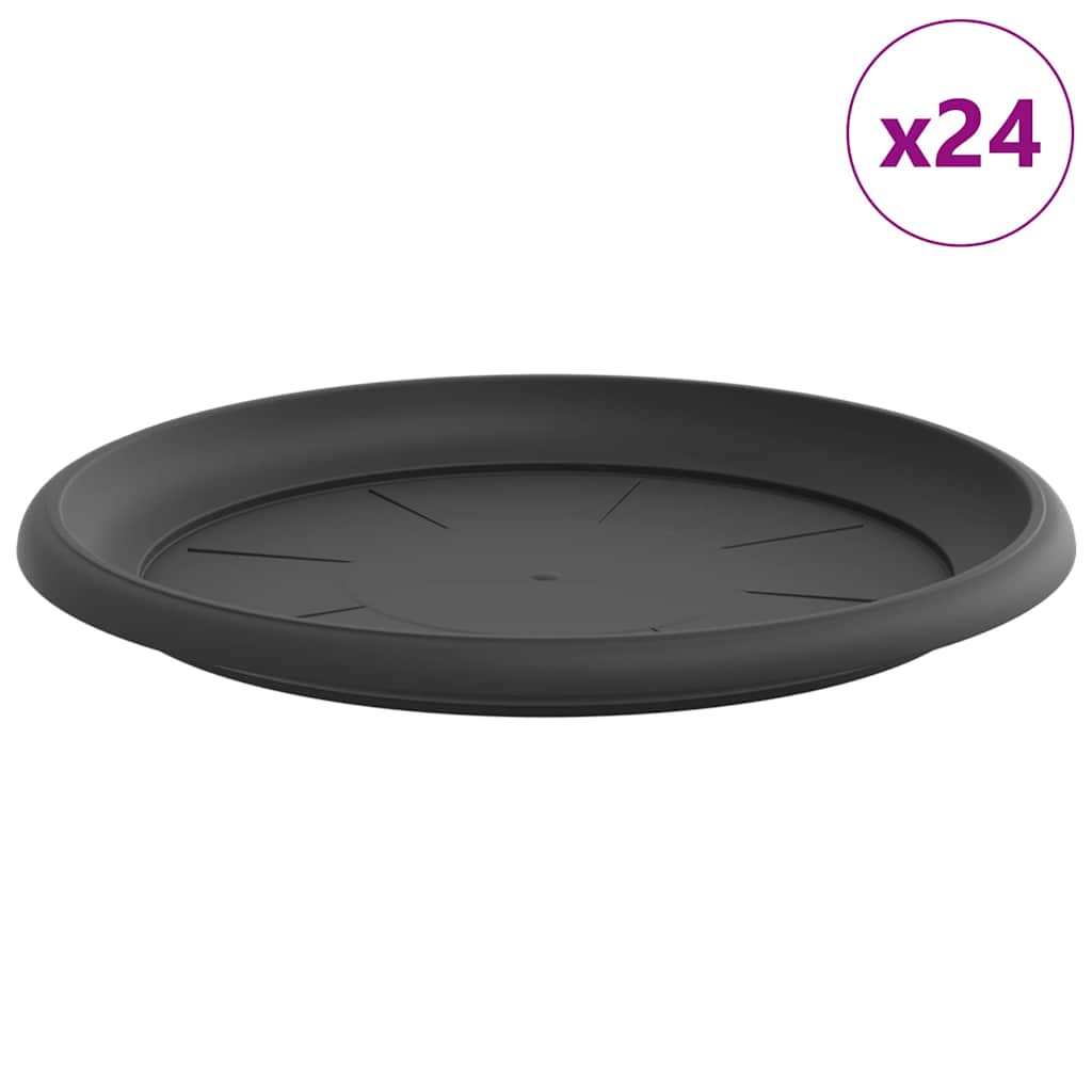 Runde Blumenplatte 24 Stk. Schwarz Ø 27 x 2,5 cm Kunststoff