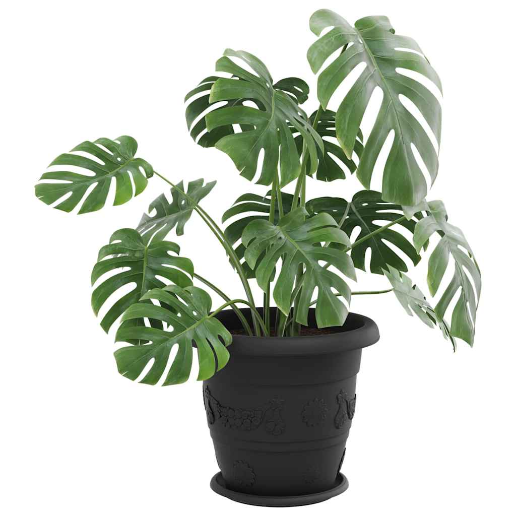 Runde Blumenplatte 24 Stk. Schwarz Ø 27 x 2,5 cm Kunststoff