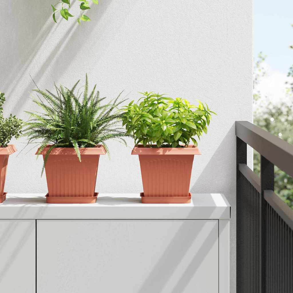 Quadratischer Blumentopf 6 Stk. Ziegelrot 20 x 20 x 16 cm