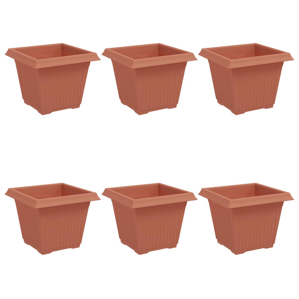 Quadratischer Blumentopf 6 Stk. Ziegelrot 20 x 20 x 16 cm