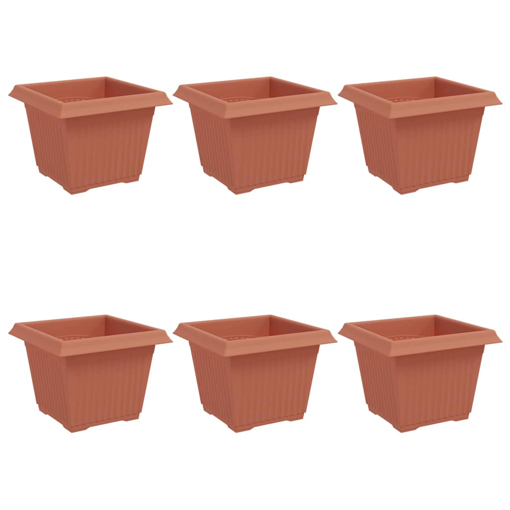 Quadratischer Blumentopf 6 Stk. Ziegelrot 23 x 23 x 17,5 cm