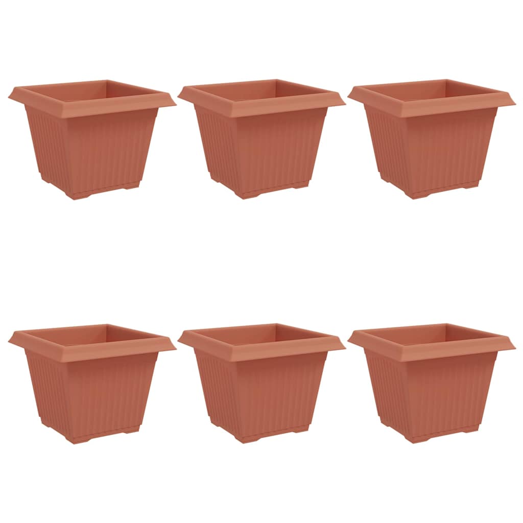 Quadratischer Blumentopf 6 Stk. Ziegelrot 28,5 x 28,5 x 22 cm