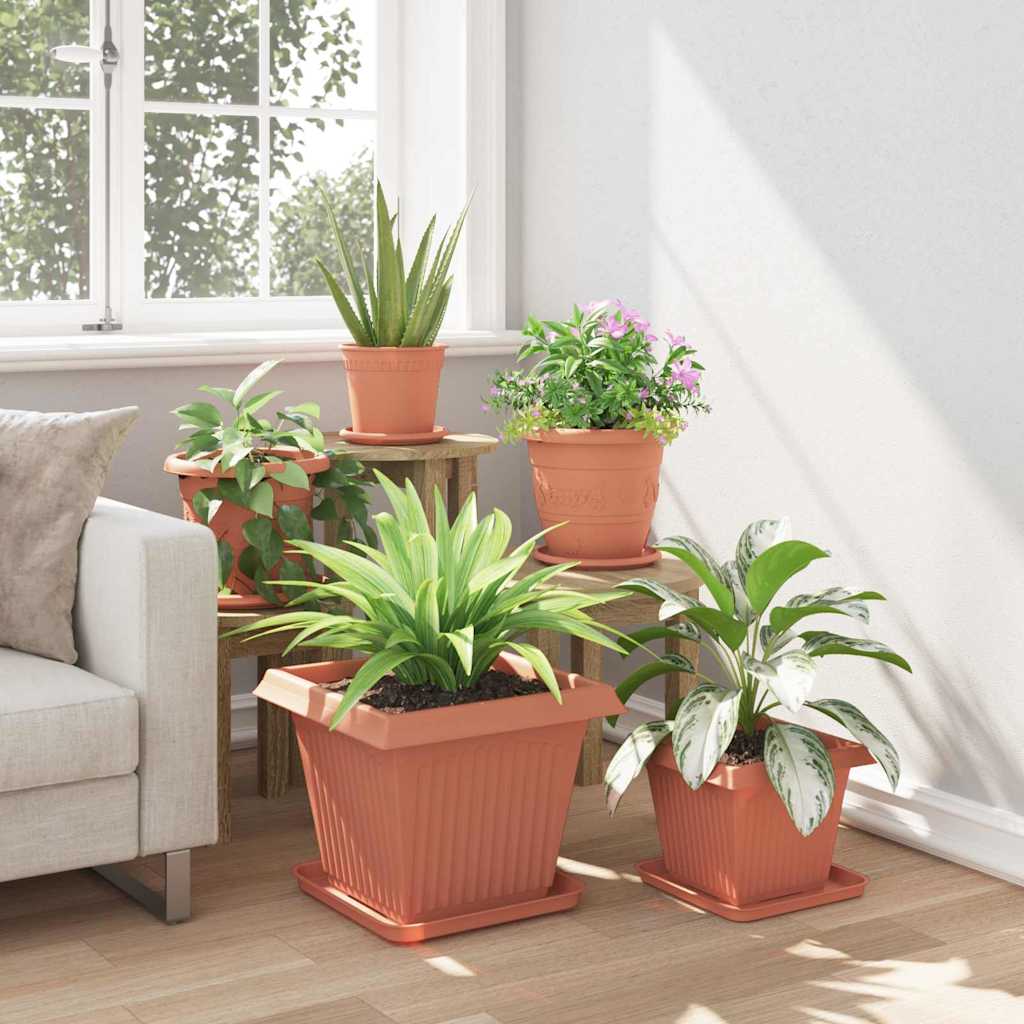 Quadratischer Blumentopf 6 Stk. Ziegelrot 38 x 38 x 30 cm