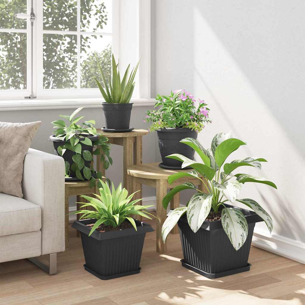 Quadratischer Blumentopf 6 Stk. Schwarz 28,5 x 28,5 x 22 cm