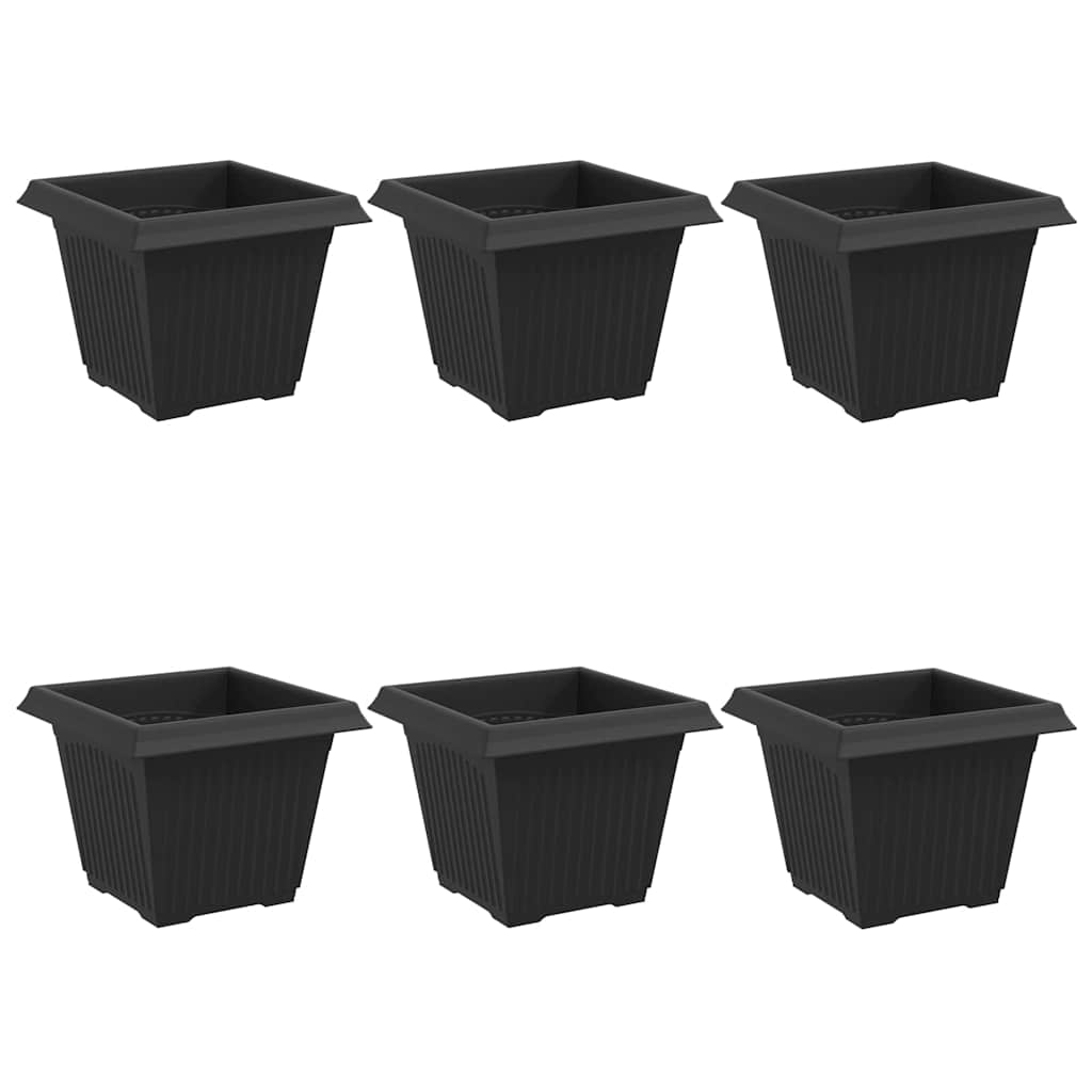 Quadratischer Blumentopf 6 Stk. Schwarz 33 x 33 x 26 cm