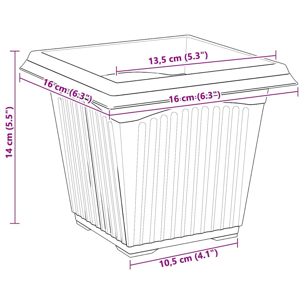 Quadratischer Blumentopf 24 Stk. Ziegelrot 16 x 16 x 14 cm