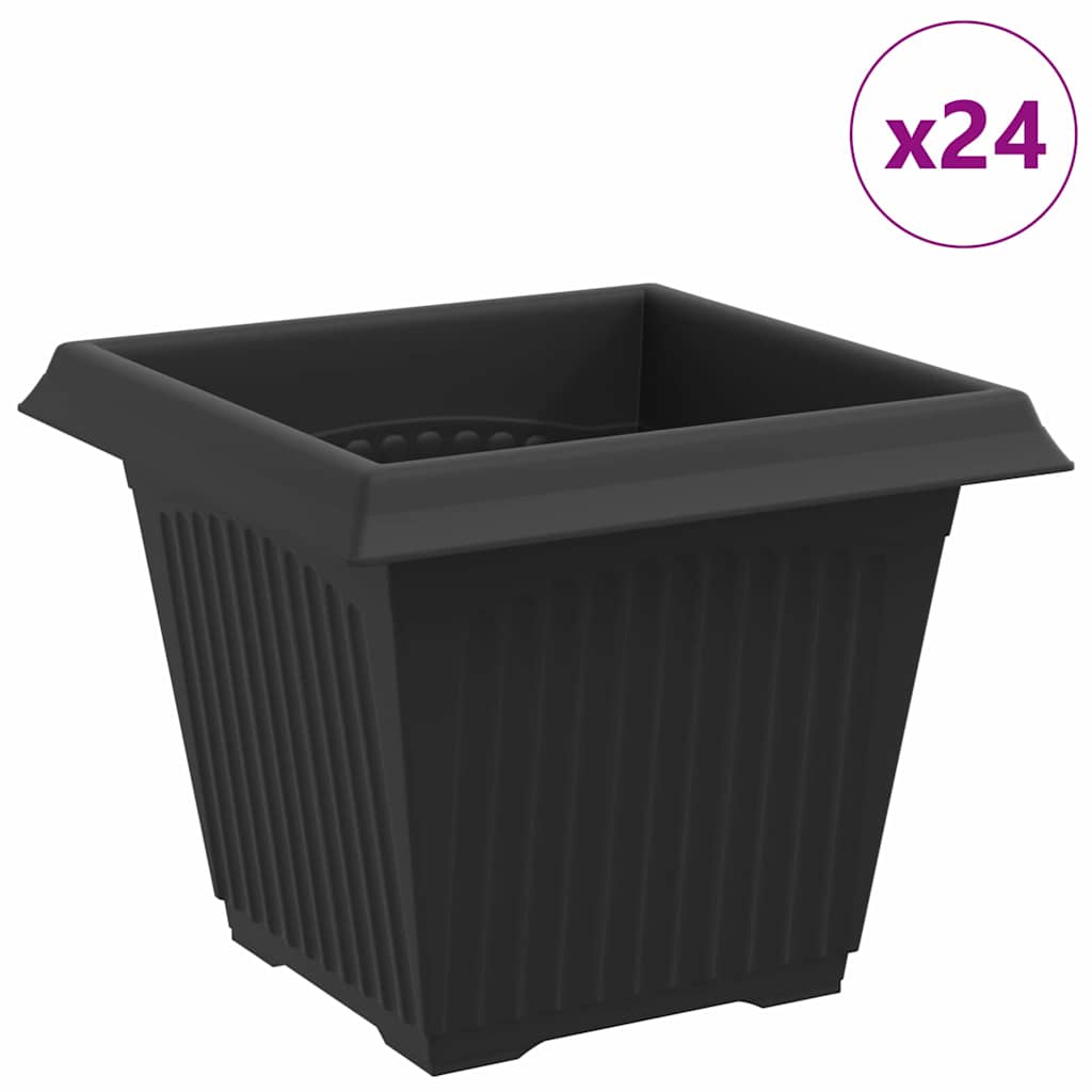 Quadratischer Blumentopf 24 Stk. Schwarz 20 x 20 x 16 cm