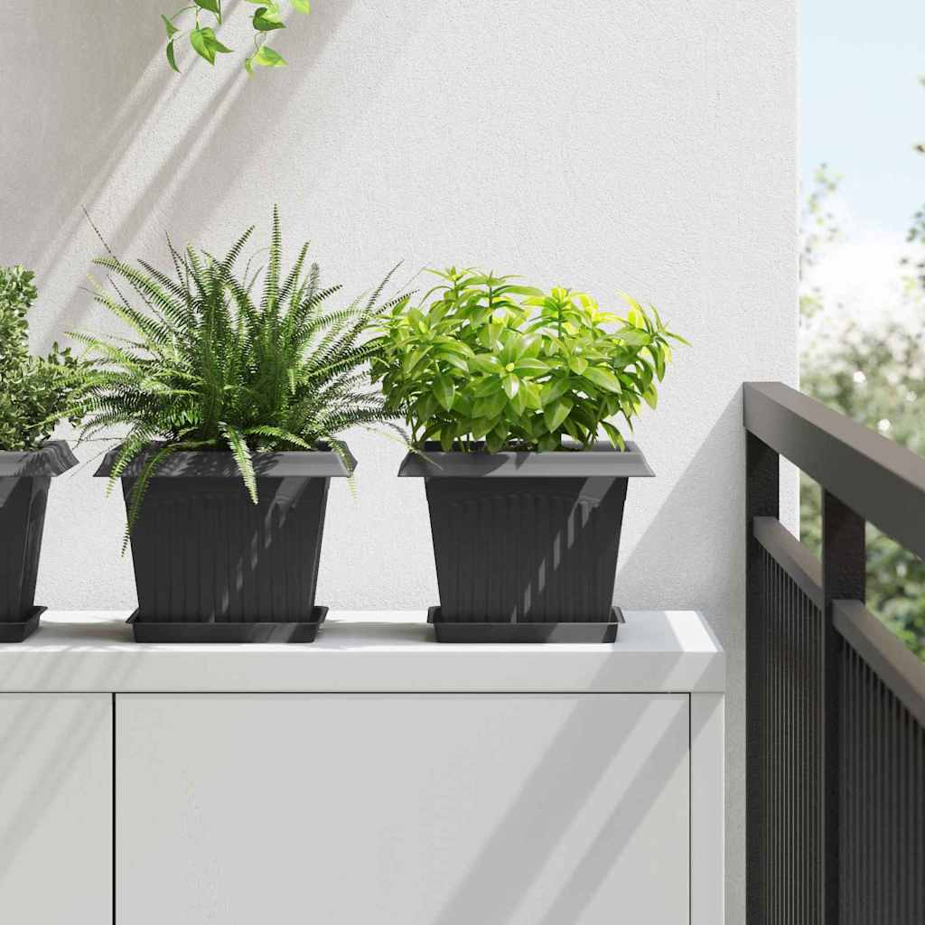 Quadratischer Blumentopf 24 Stk. Schwarz 23 x 23 x 17,5 cm