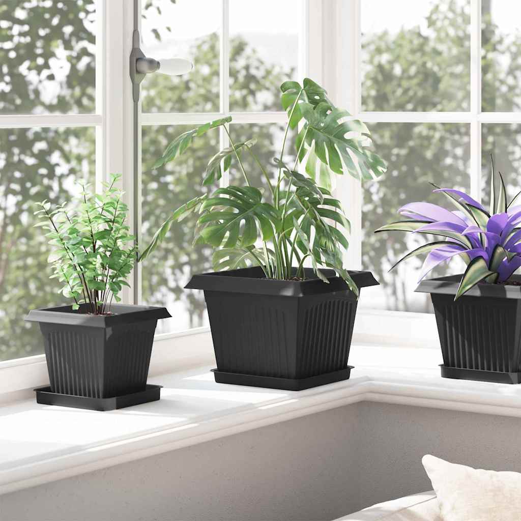 Quadratischer Blumentopf 24 Stk. Schwarz 23 x 23 x 17,5 cm