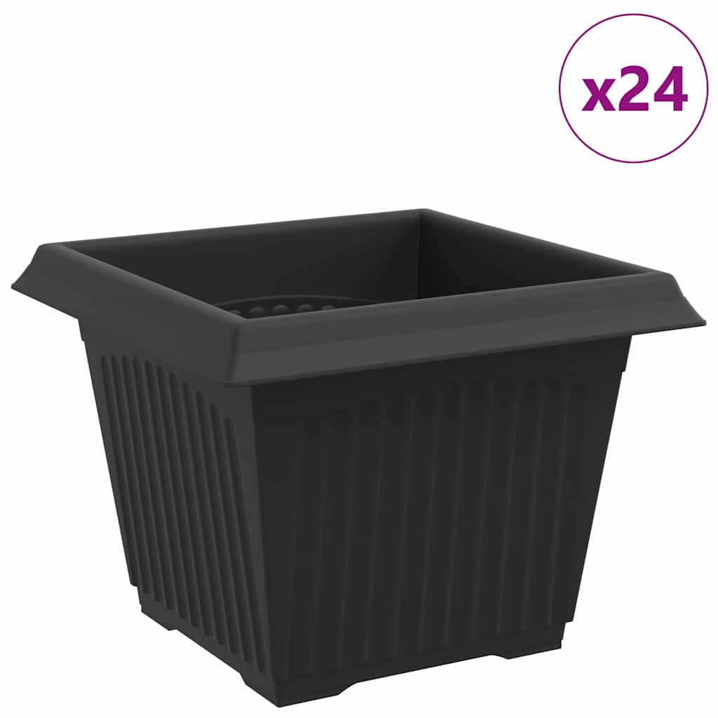 Quadratischer Blumentopf 24 Stk. Schwarz 23 x 23 x 17,5 cm