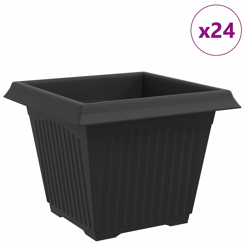 Quadratischer Blumentopf 24 Stk. Schwarz 28,5 x 28,5 x 22 cm