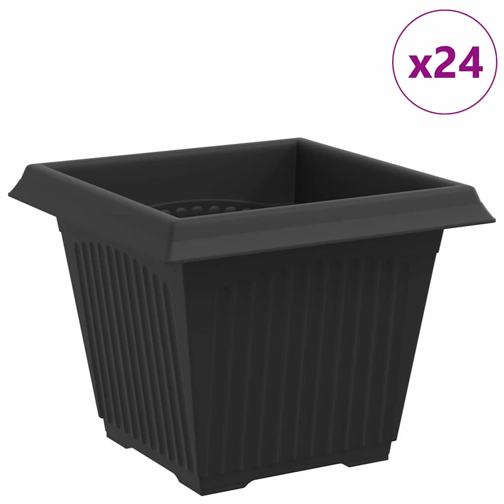 Quadratischer Blumentopf 24 Stk. Schwarz 33 x 33 x 26 cm