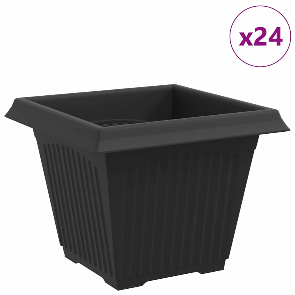 Quadratischer Blumentopf 24 Stk. Schwarz 38 x 38 x 30 cm