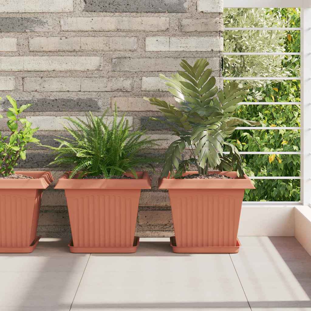 Quadratisches Blumentablett 6 Stk. Ziegelrot 21 x 21 x 2 cm