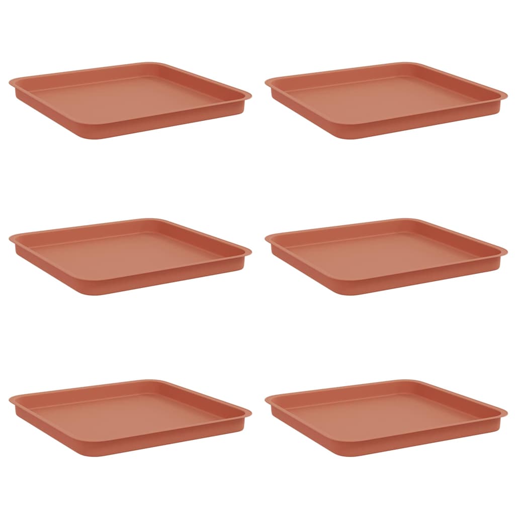 Quadratisches Blumentablett 6 Stk. Ziegelrot 36 x 36 x 2,5 cm