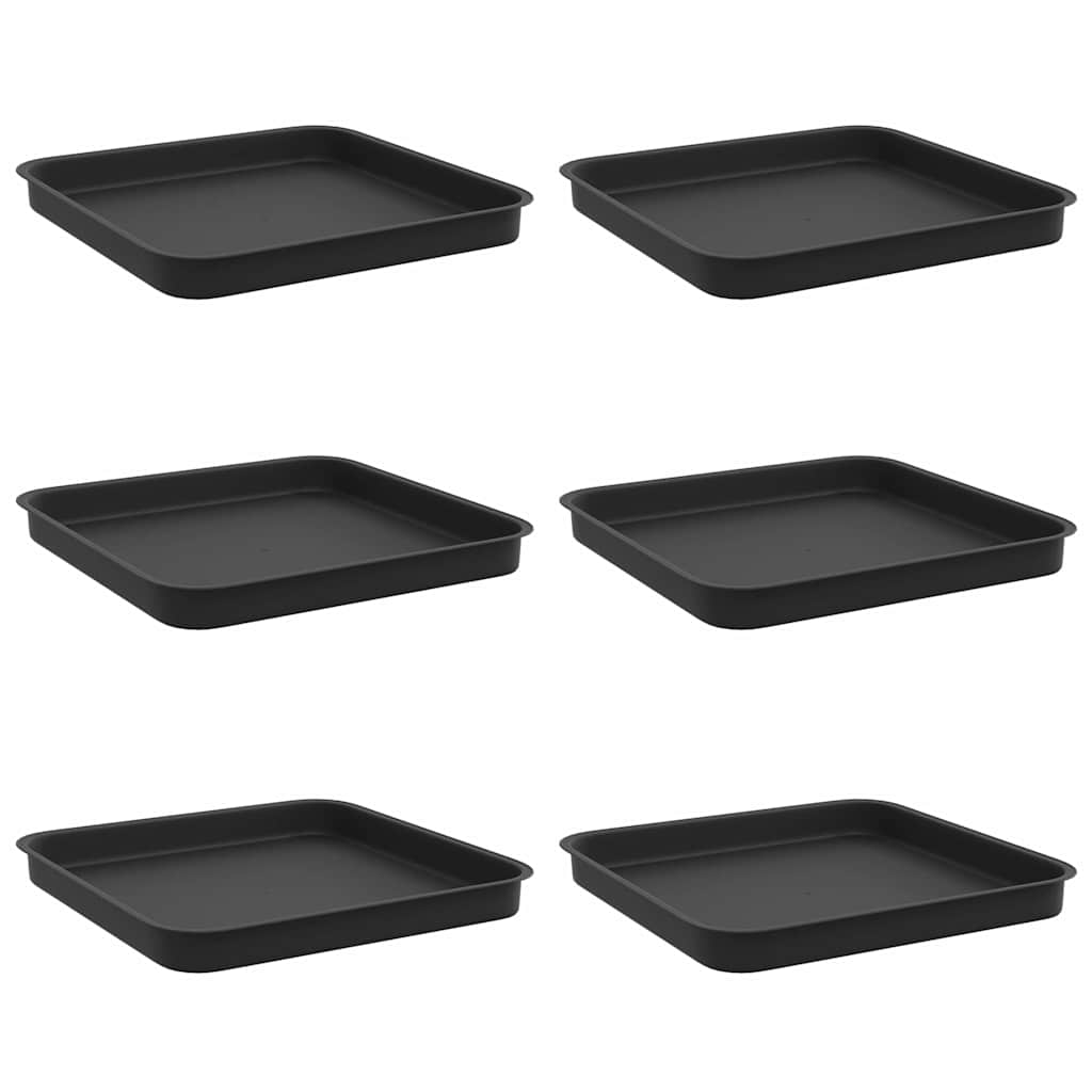 Quadratisches Blumentablett 6 Stk. Schwarz 25,5 x 25,5 x 2,5 cm