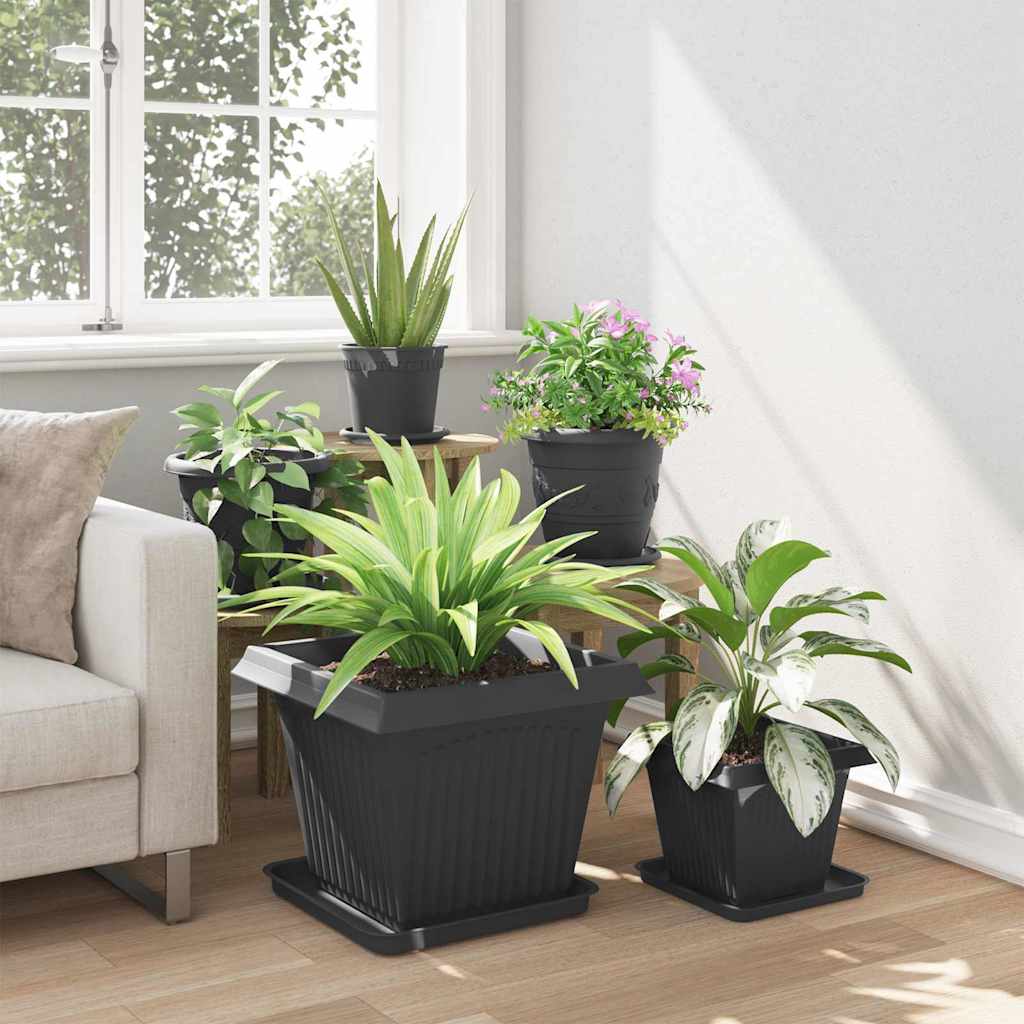 Quadratisches Blumentablett 6 Stk. Schwarz 36 x 36 x 2,5 cm