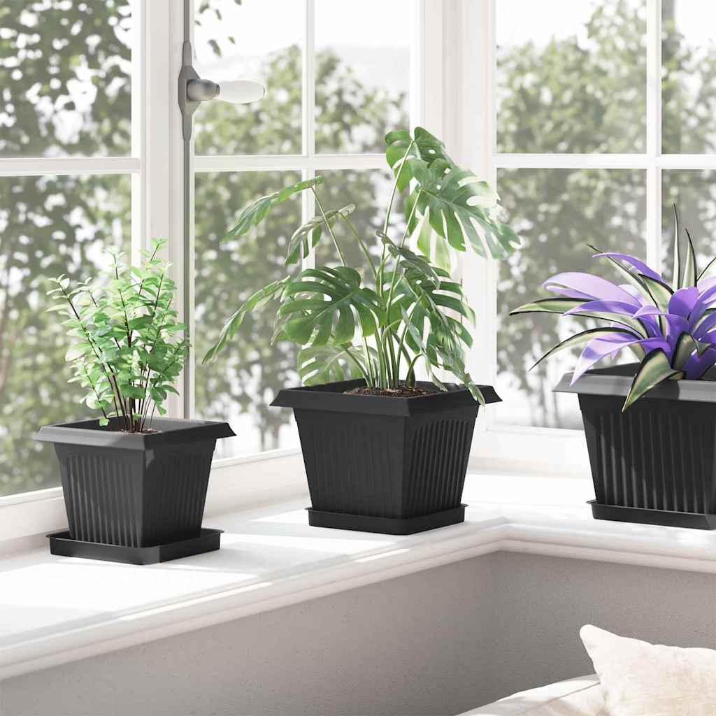 Quadratisches Blumentablett 24 Stk. Schwarz 15 x 15 x 2 cm