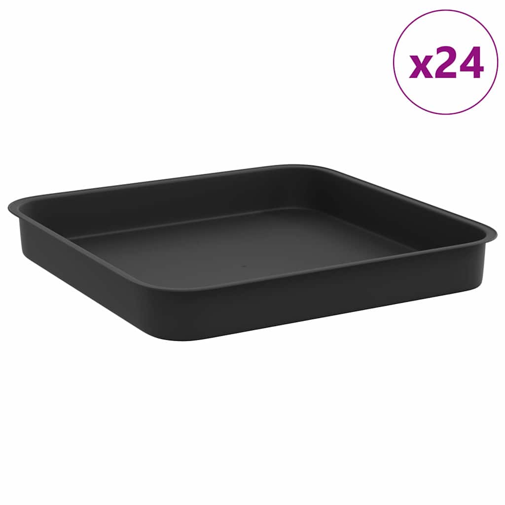 Quadratisches Blumentablett 24 Stk. Schwarz 15 x 15 x 2 cm