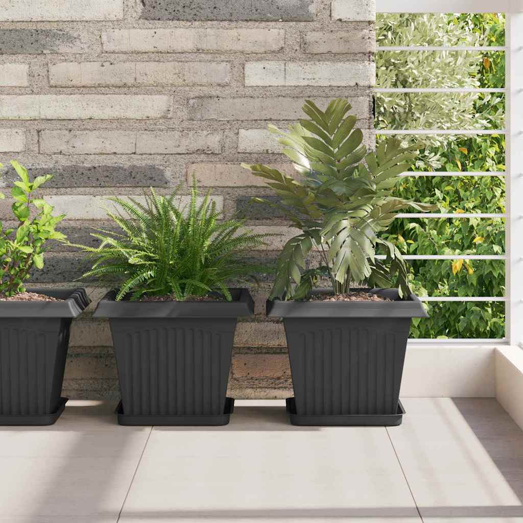 Quadratisches Blumentablett 24 Stk. Schwarz 21 x 21 x 2 cm
