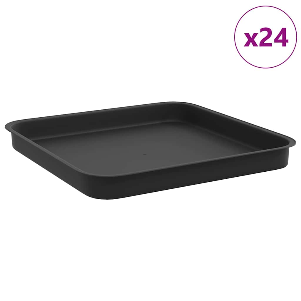Quadratisches Blumentablett 24 Stk. Schwarz Kunststoff
