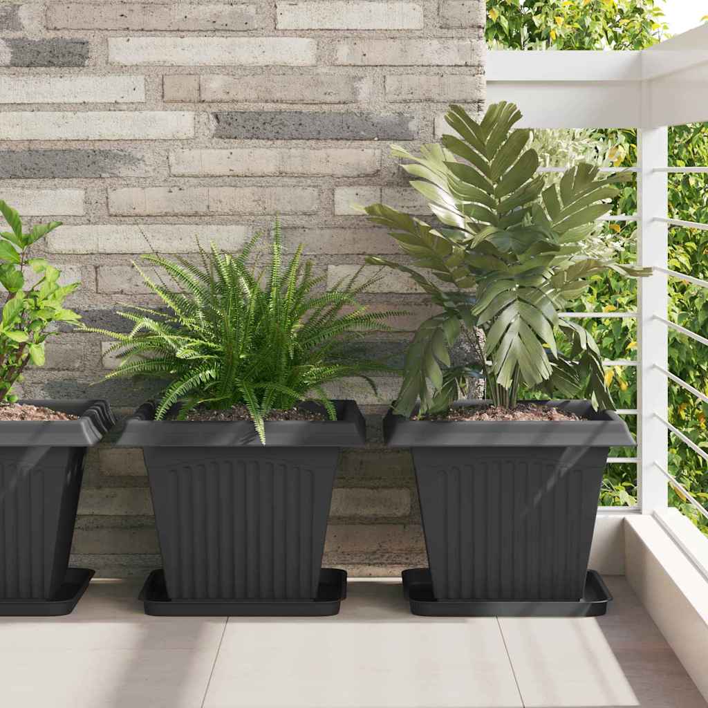 Quadratisches Blumentablett 24 Stk. Schwarz 32 x 32 x 2,5 cm