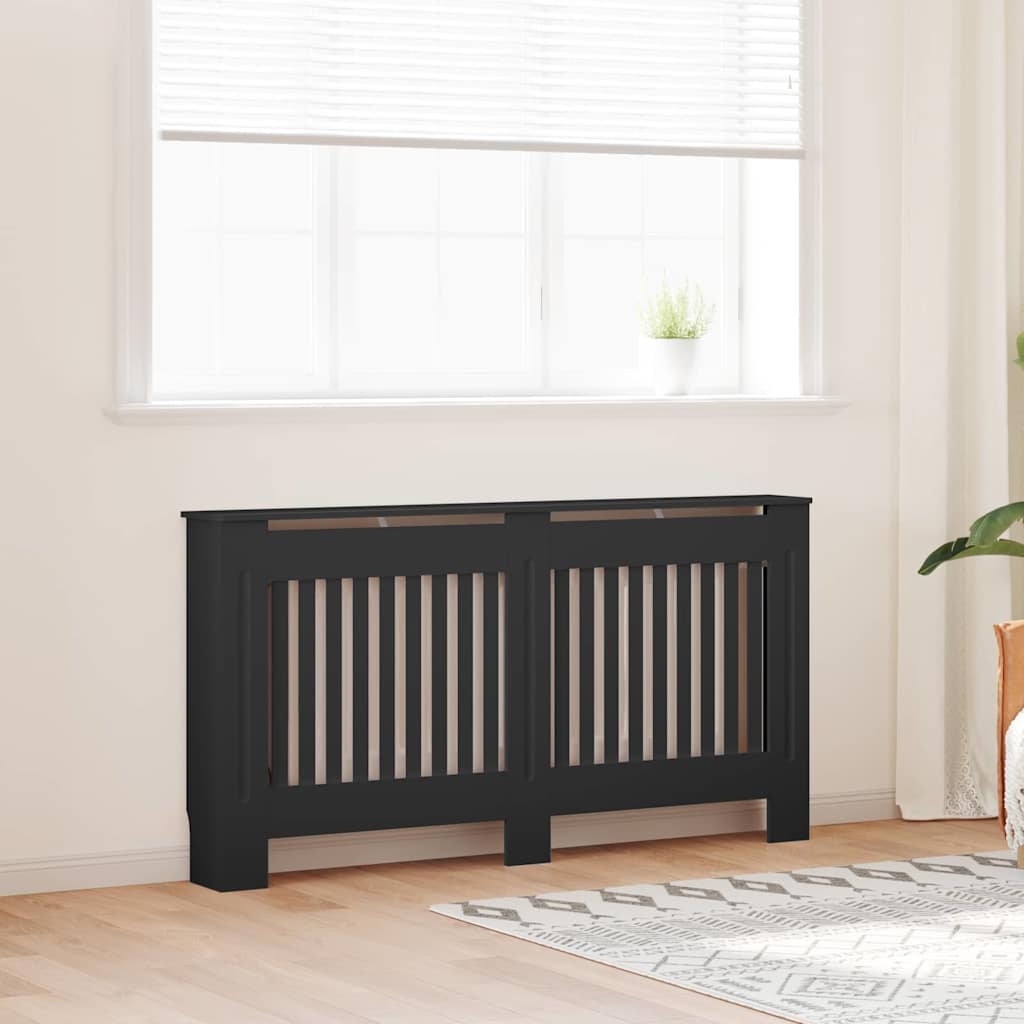 Heizkörperabdeckung 2 pcs Schwarz 152 x 19 x 81,5 cm