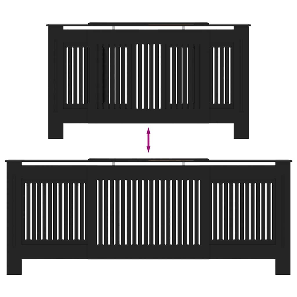 Heizkörperabdeckung 2 stk. Schwarz 205 x 20,5 x 81,5 cm