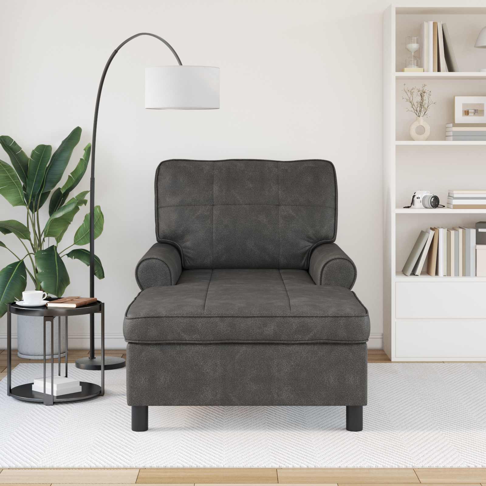 Lounge-Liege Schwarz Kunstleder 91 x 157 x 91 cm