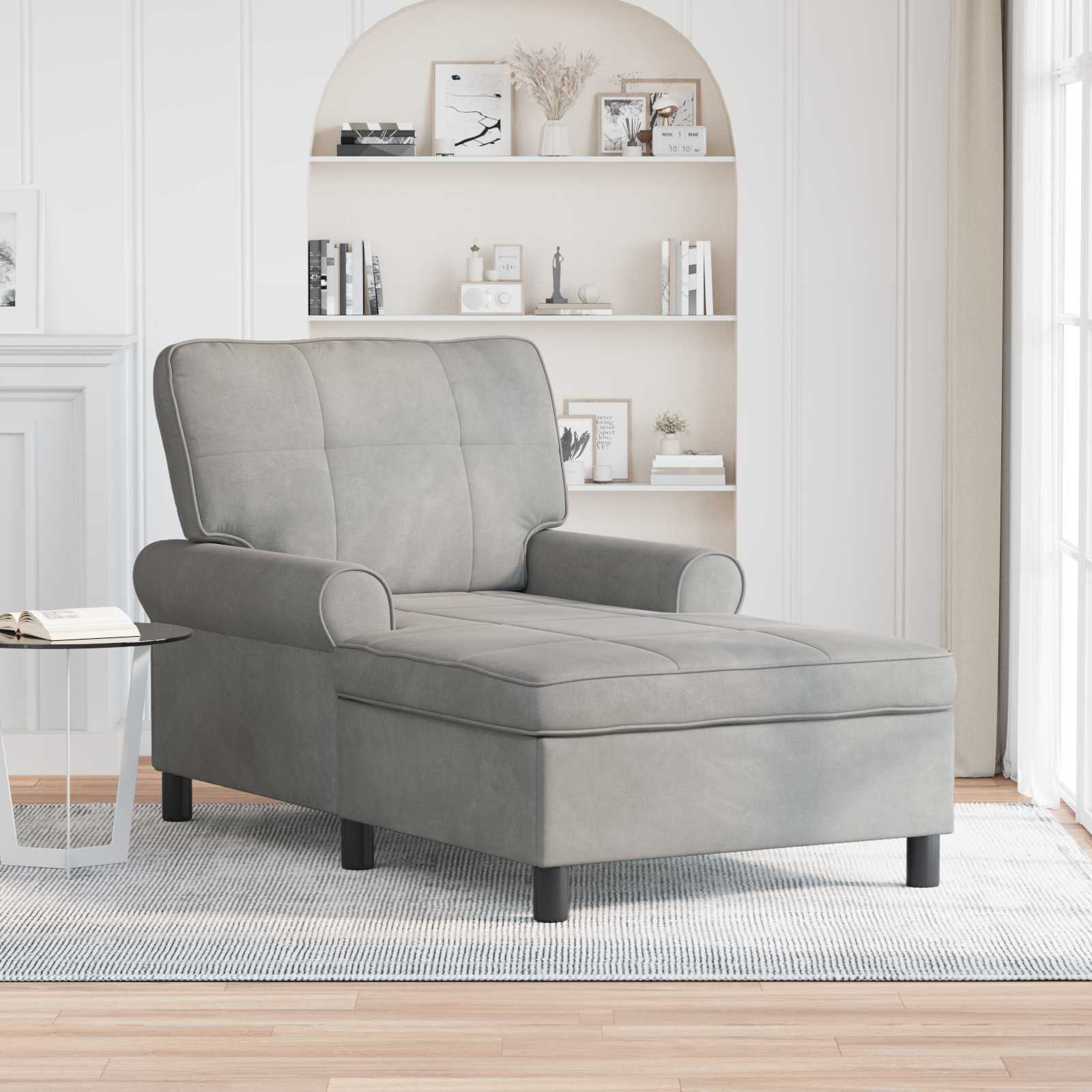 Lounge-Liege mit Kissen Hellgrau 91 x 157 x 91 cm Samt