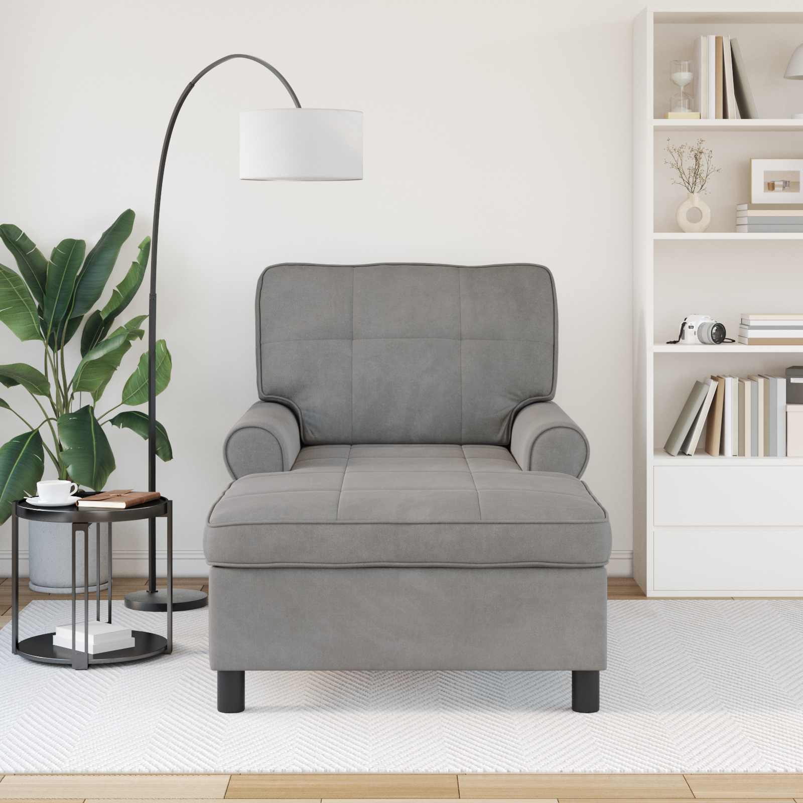Lounge-Liege mit Kissen Hellgrau 91 x 157 x 91 cm Samt