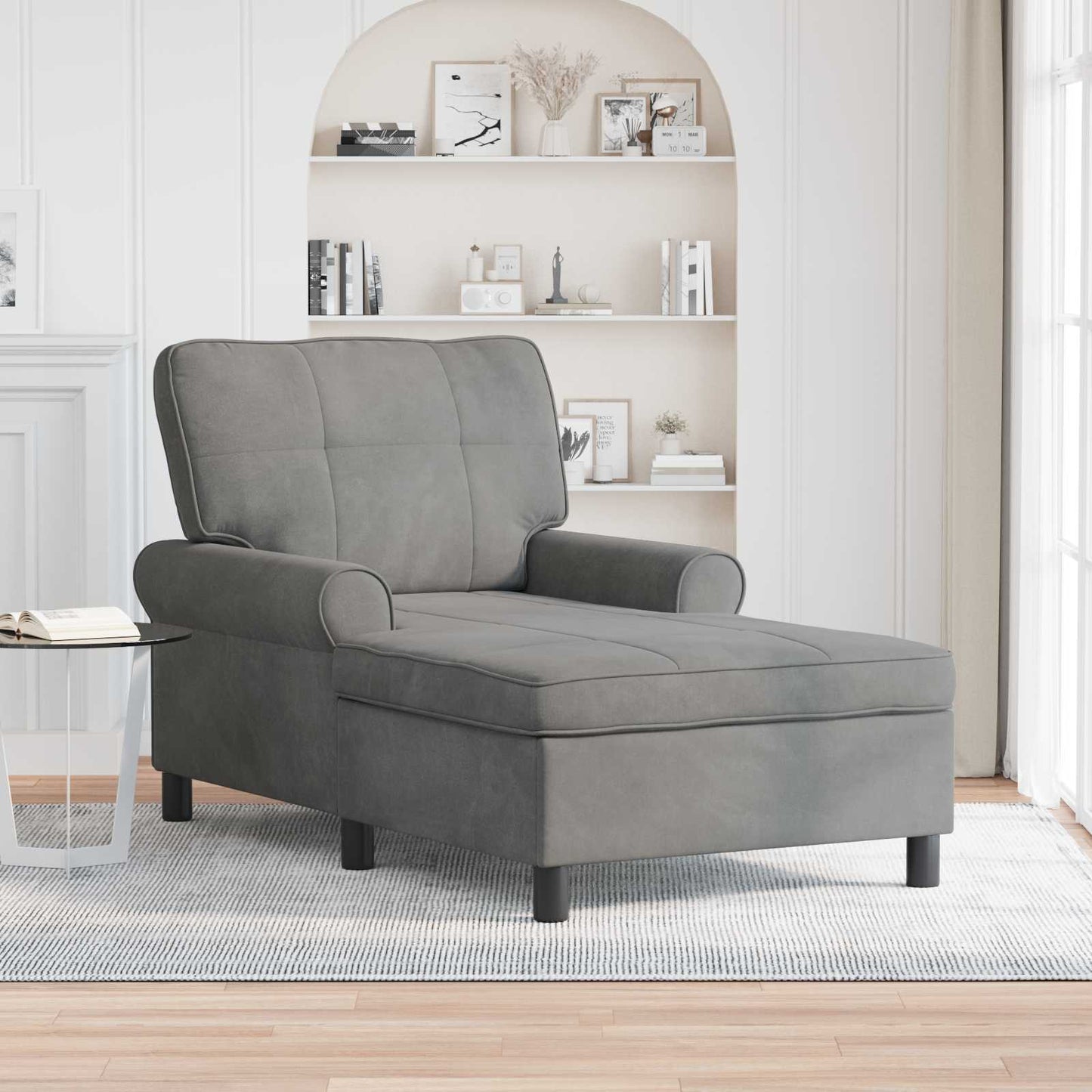 Lounge-Liege mit Kissen Dunkelgrau 91 x 157 x 91 cm Samt
