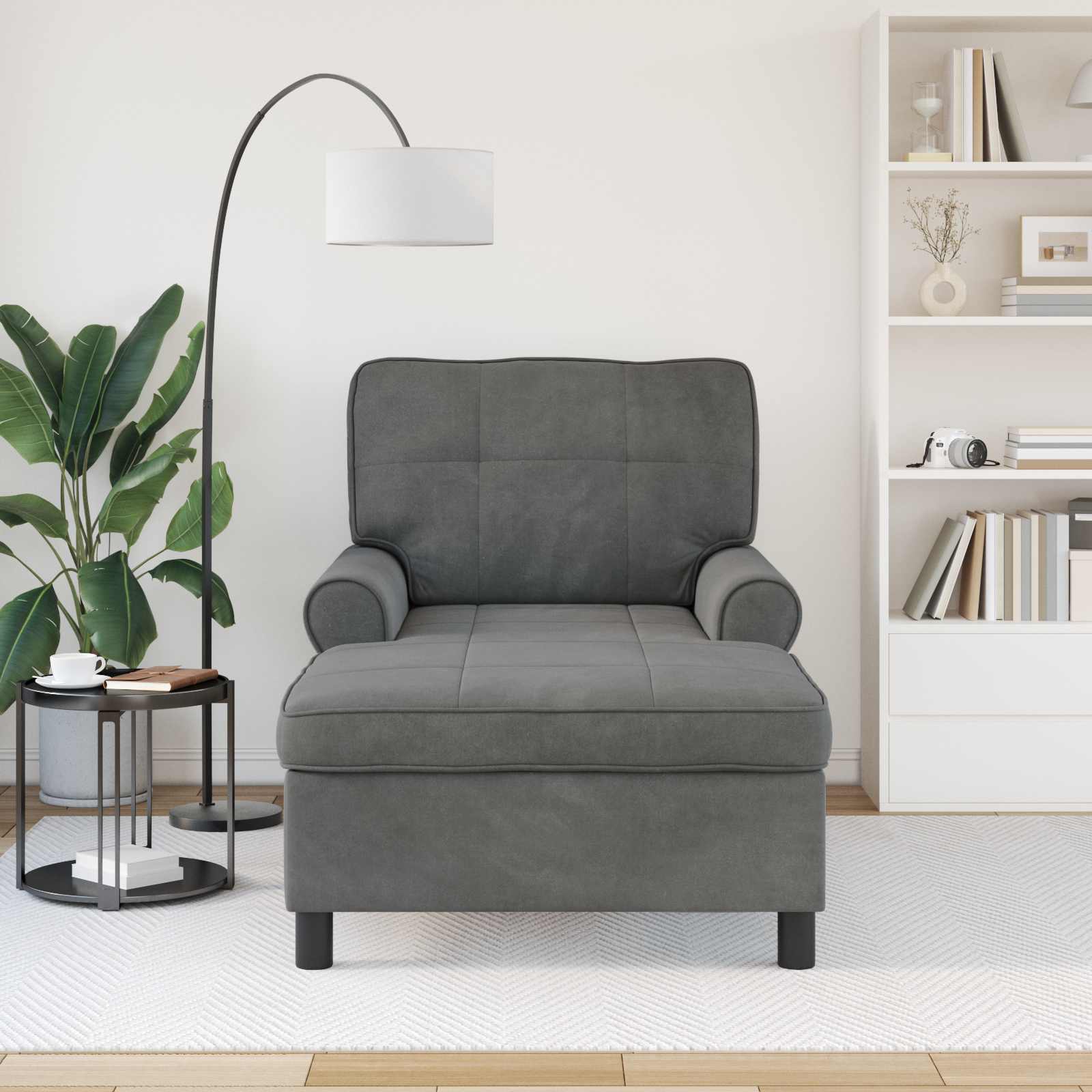 Lounge-Liege mit Kissen Dunkelgrau 91 x 157 x 91 cm Samt
