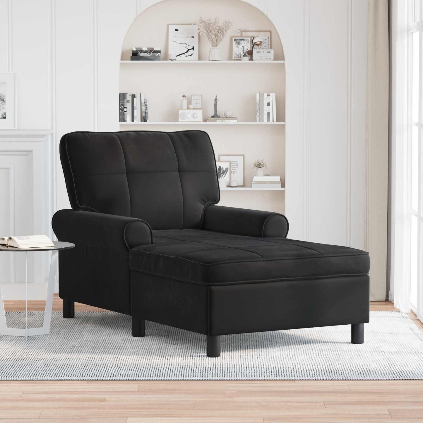 Lounge-Liege Schwarz Samt 91 x 157 x 91 cm