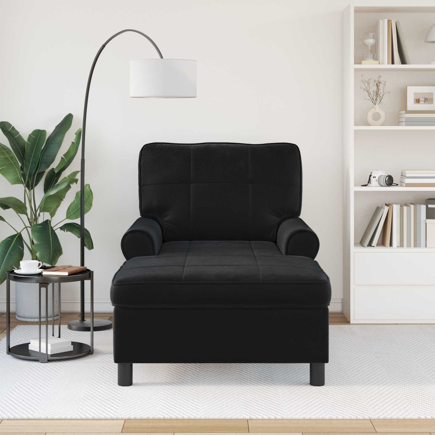 Lounge-Liege Schwarz Samt 91 x 157 x 91 cm