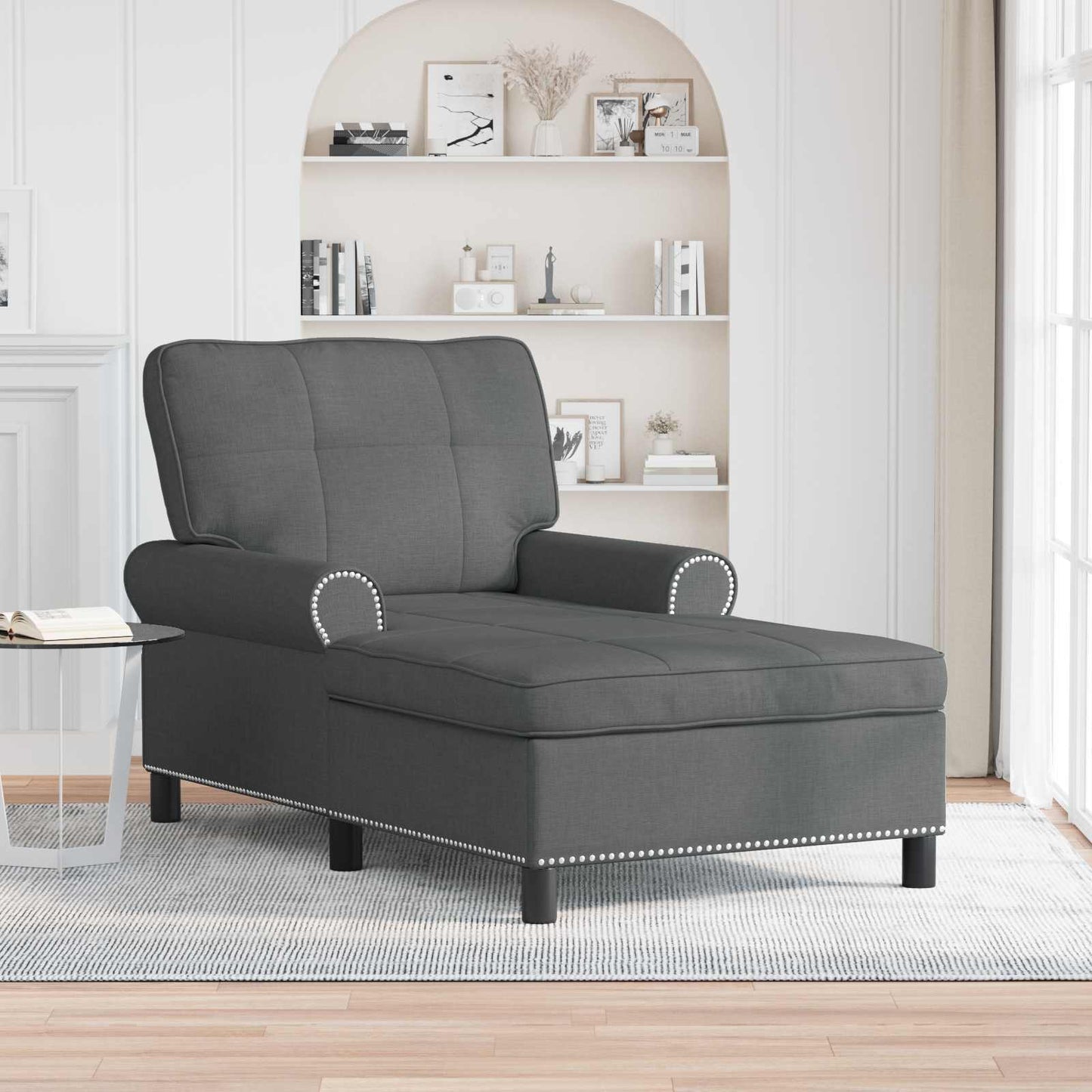 Lounge-Liege Dunkelgrau Stoff 91 x 157 x 91 cm