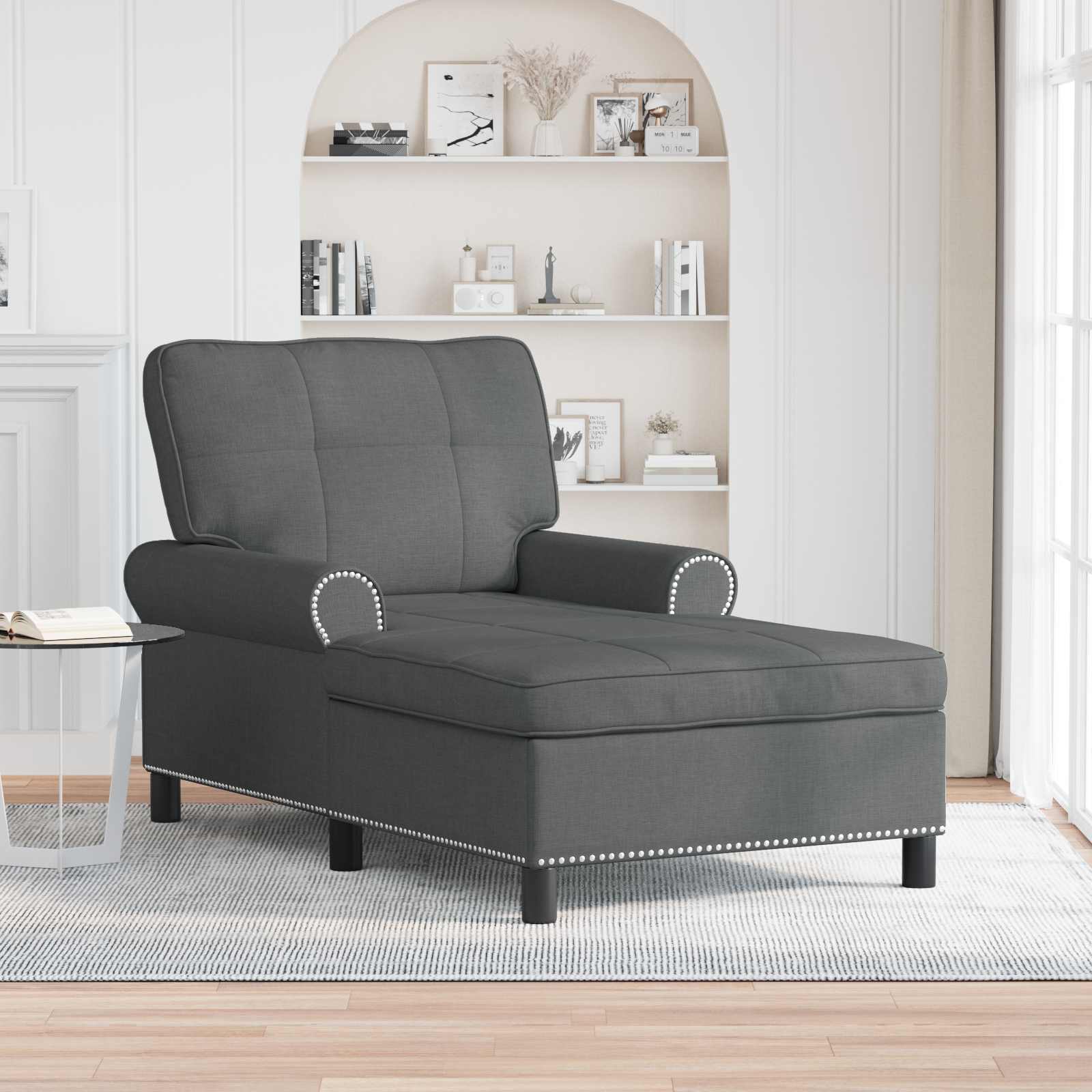 Lounge-Liege Dunkelgrau Stoff 91 x 157 x 91 cm