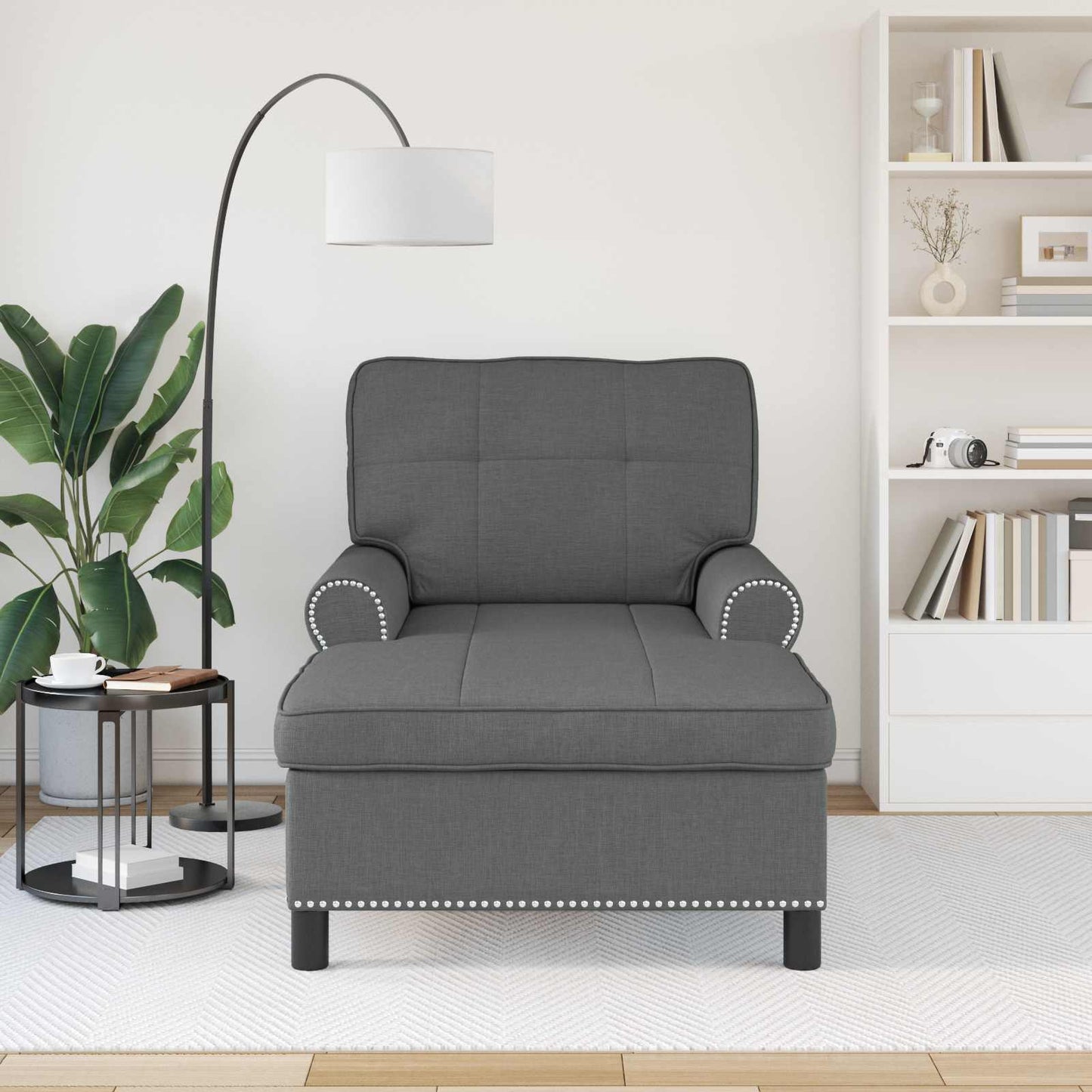 Lounge-Liege Dunkelgrau Stoff 91 x 157 x 91 cm