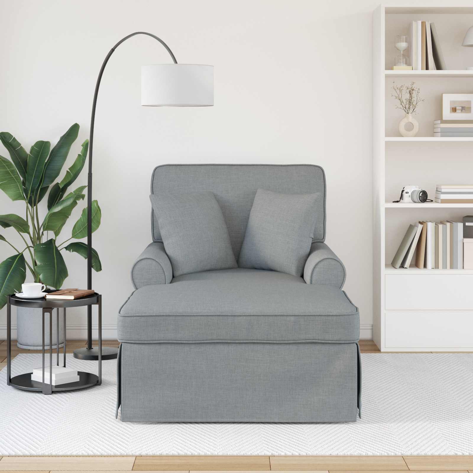Chaise Lounge mit Rock 3 Stk. Hellgrau Stoff 91 x 157 x 91 cm