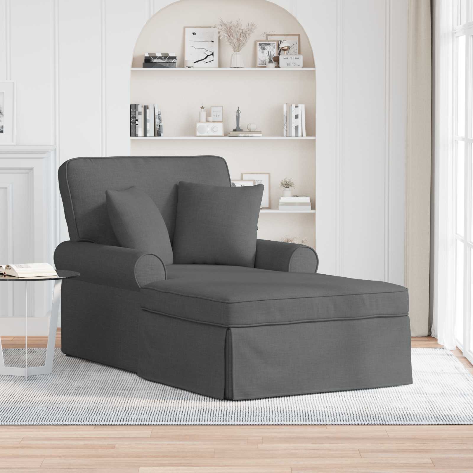 Chaise Lounge mit Rock 3 Stk. Dunkelgrau Stoff 91 x 157 x 91 cm