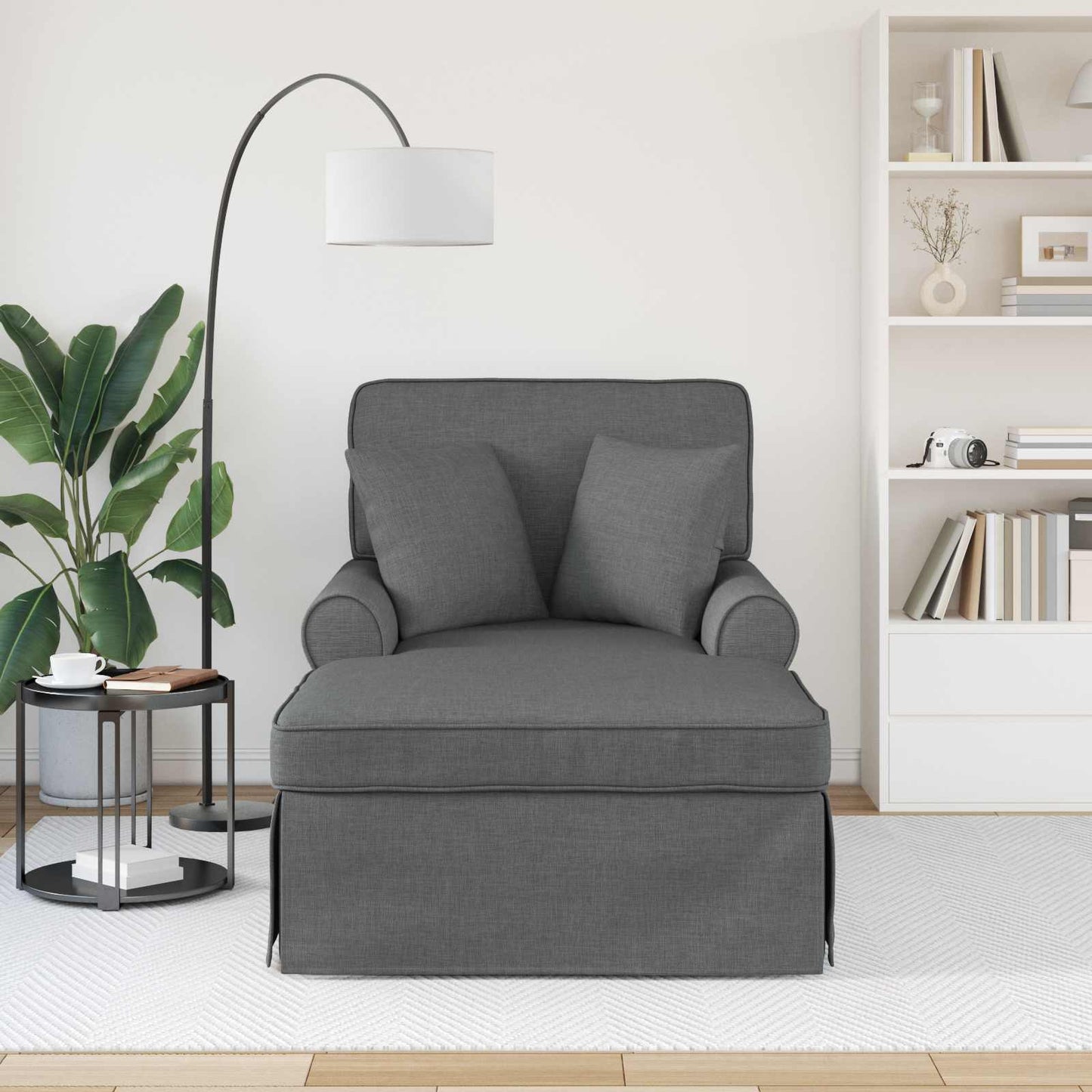 Chaise Lounge mit Rock 3 Stk. Dunkelgrau Stoff 91 x 157 x 91 cm