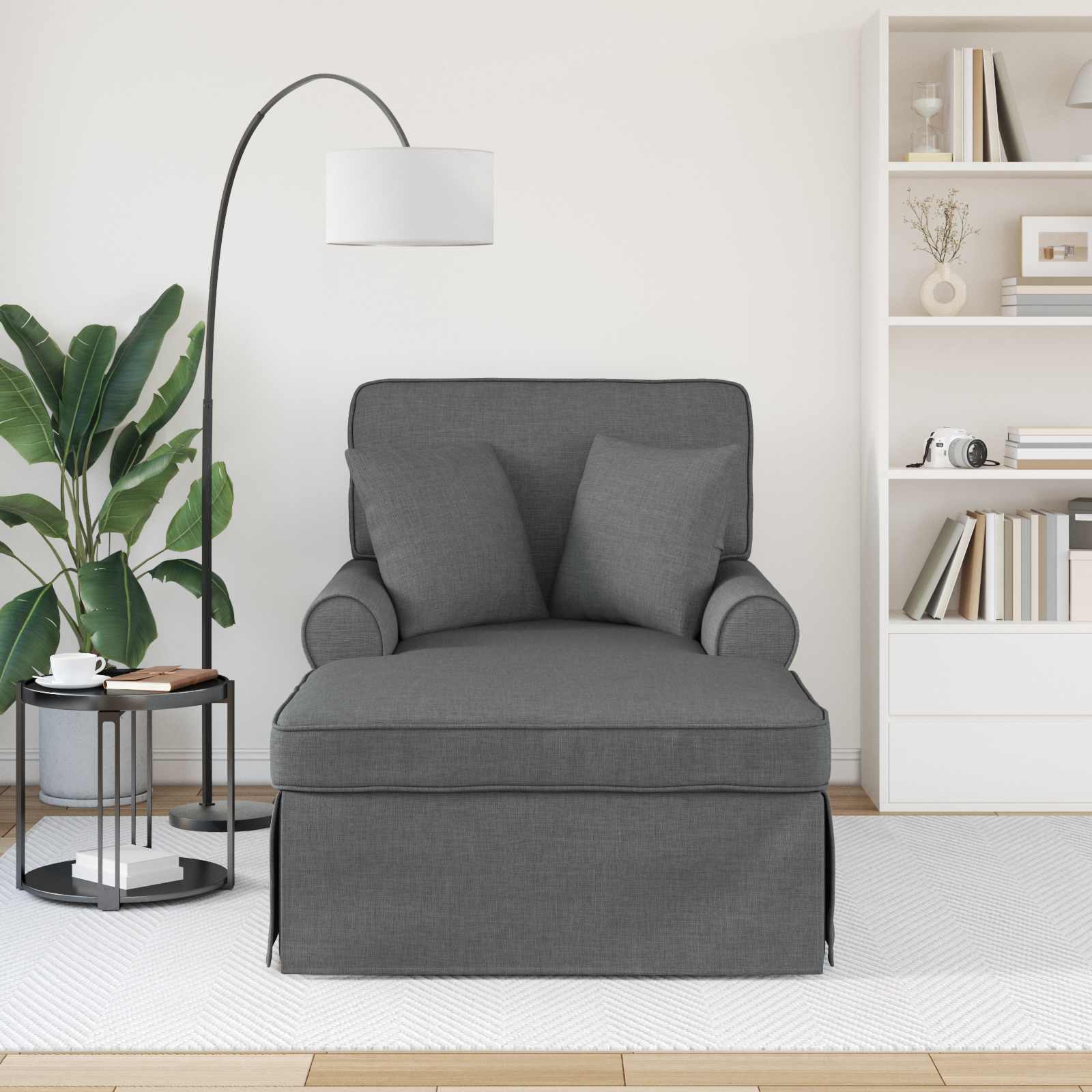 Chaise Lounge mit Rock 3 Stk. Dunkelgrau Stoff 91 x 157 x 91 cm