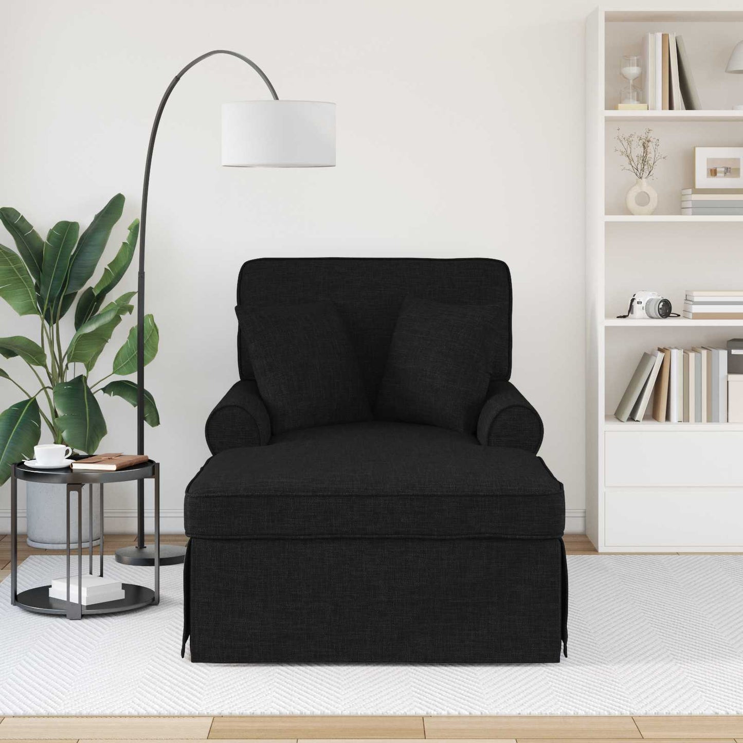 Chaise Lounge mit Rock 3 Stk. Schwarz Stoff 91 x 157 x 91 cm