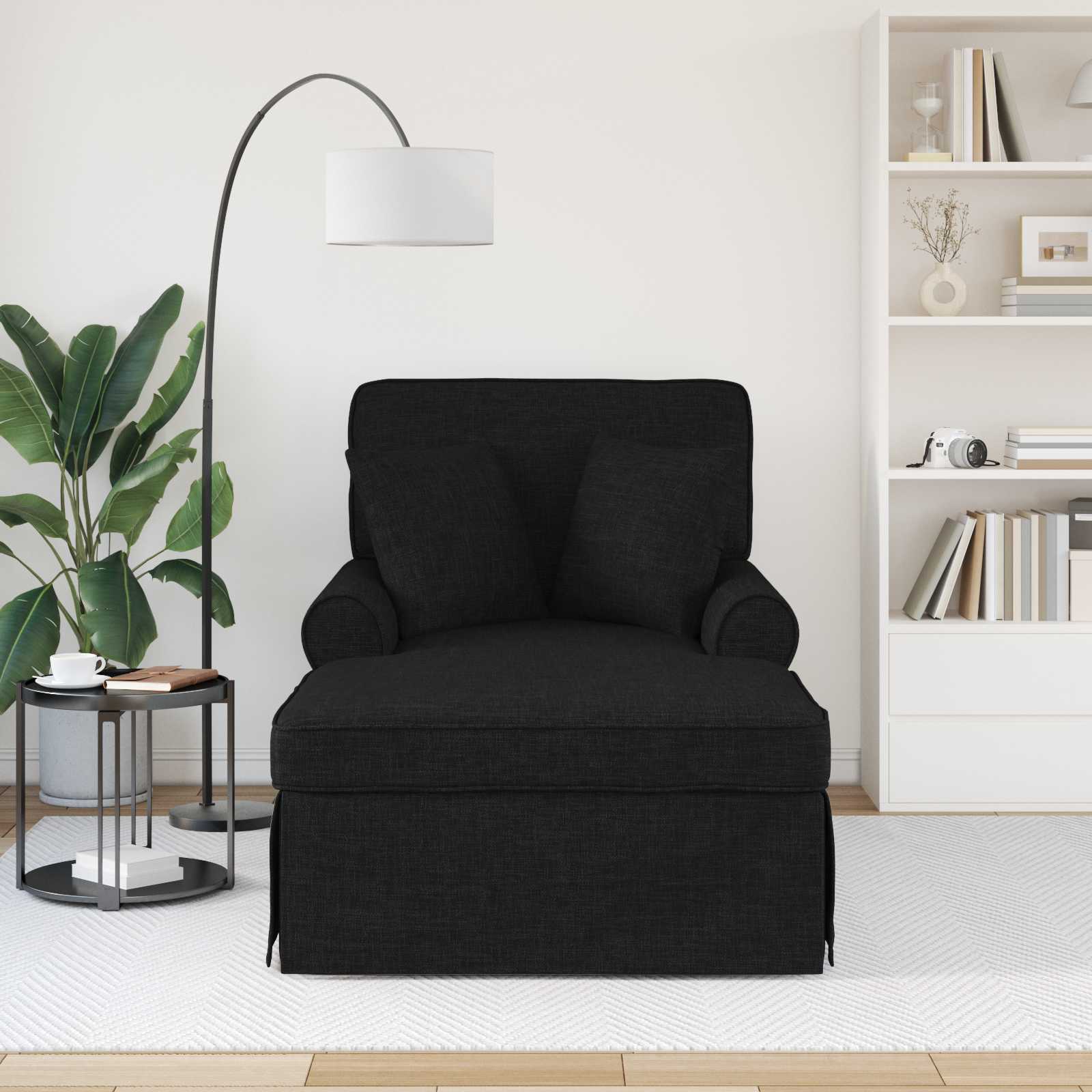 Chaise Lounge mit Rock 3 stk. Schwarz Stoff 91 x 157 x 91 cm