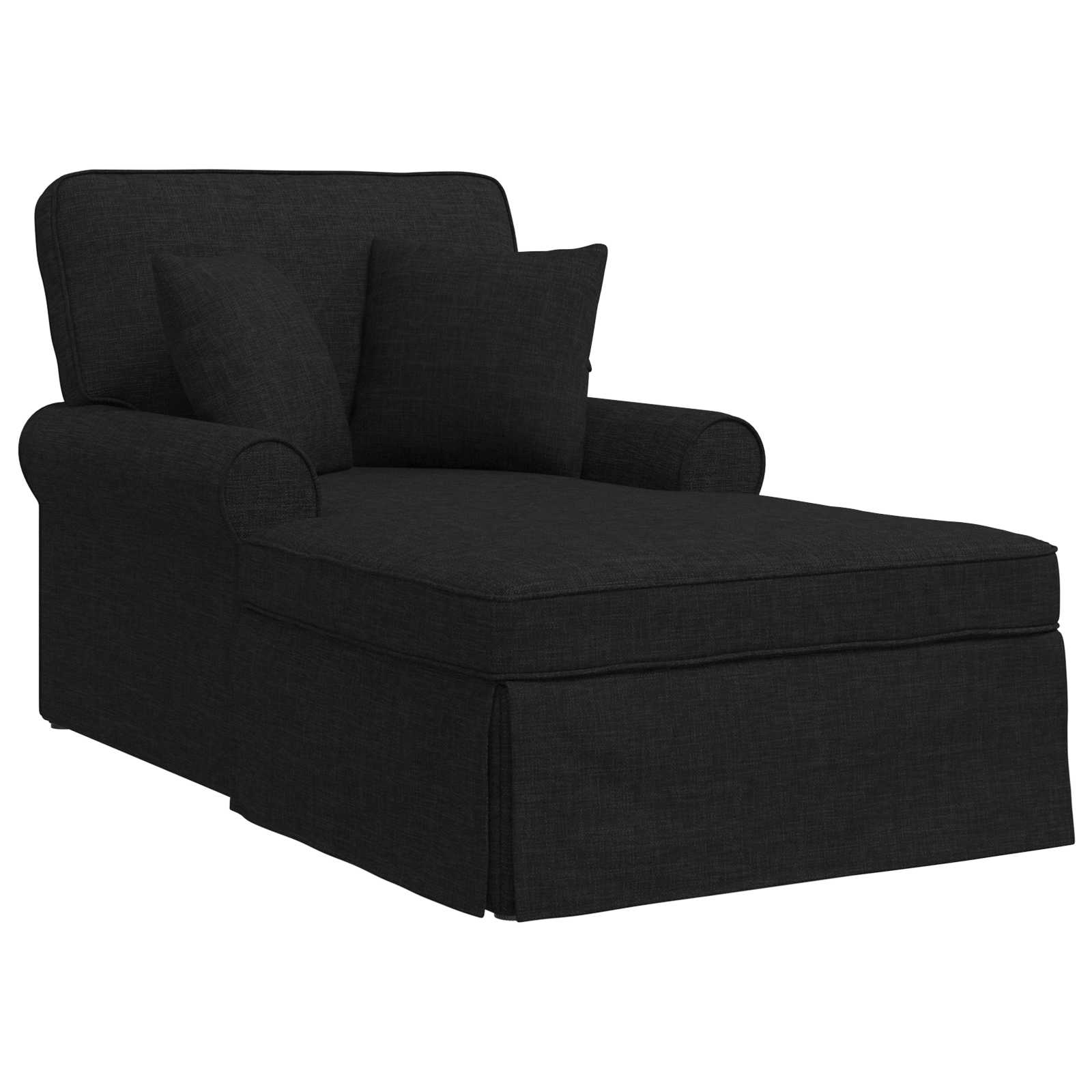 Chaise Lounge mit Rock 3 Stk. Schwarz Stoff 91 x 157 x 91 cm