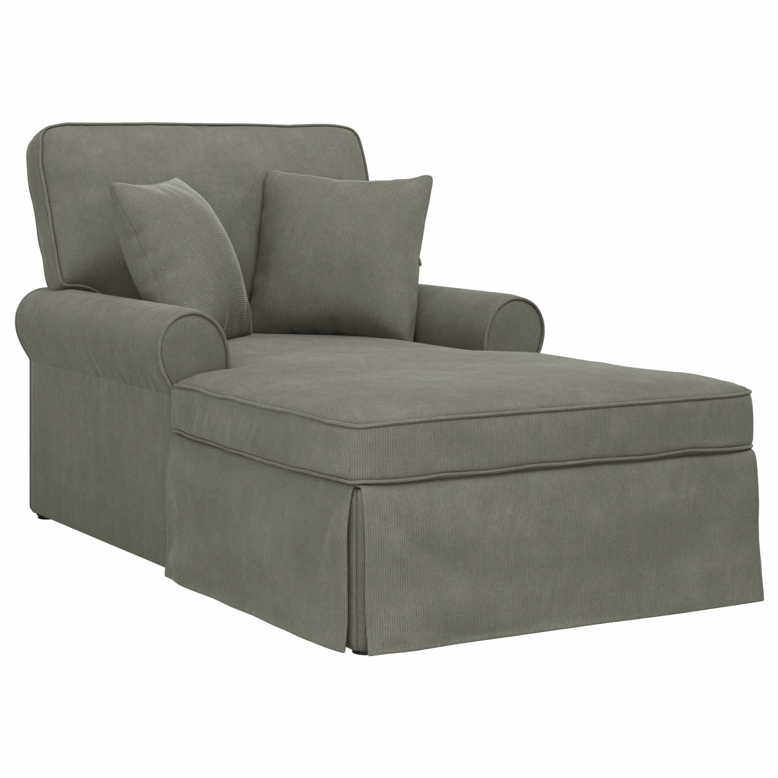 Chaise Lounge mit Rock 3 stk. Hellgrau Cordstoff