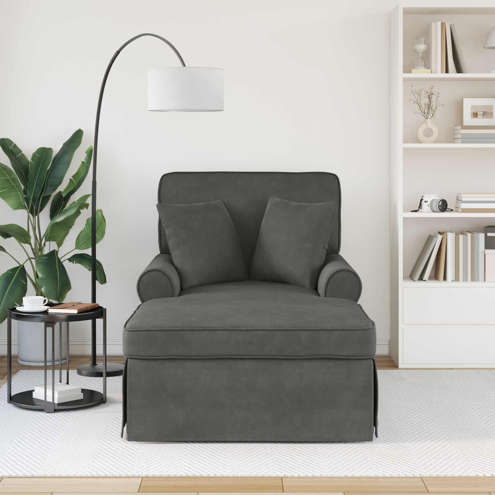 Chaise Lounge mit Rock 3 Stk. Dunkelgrau Cordstoff