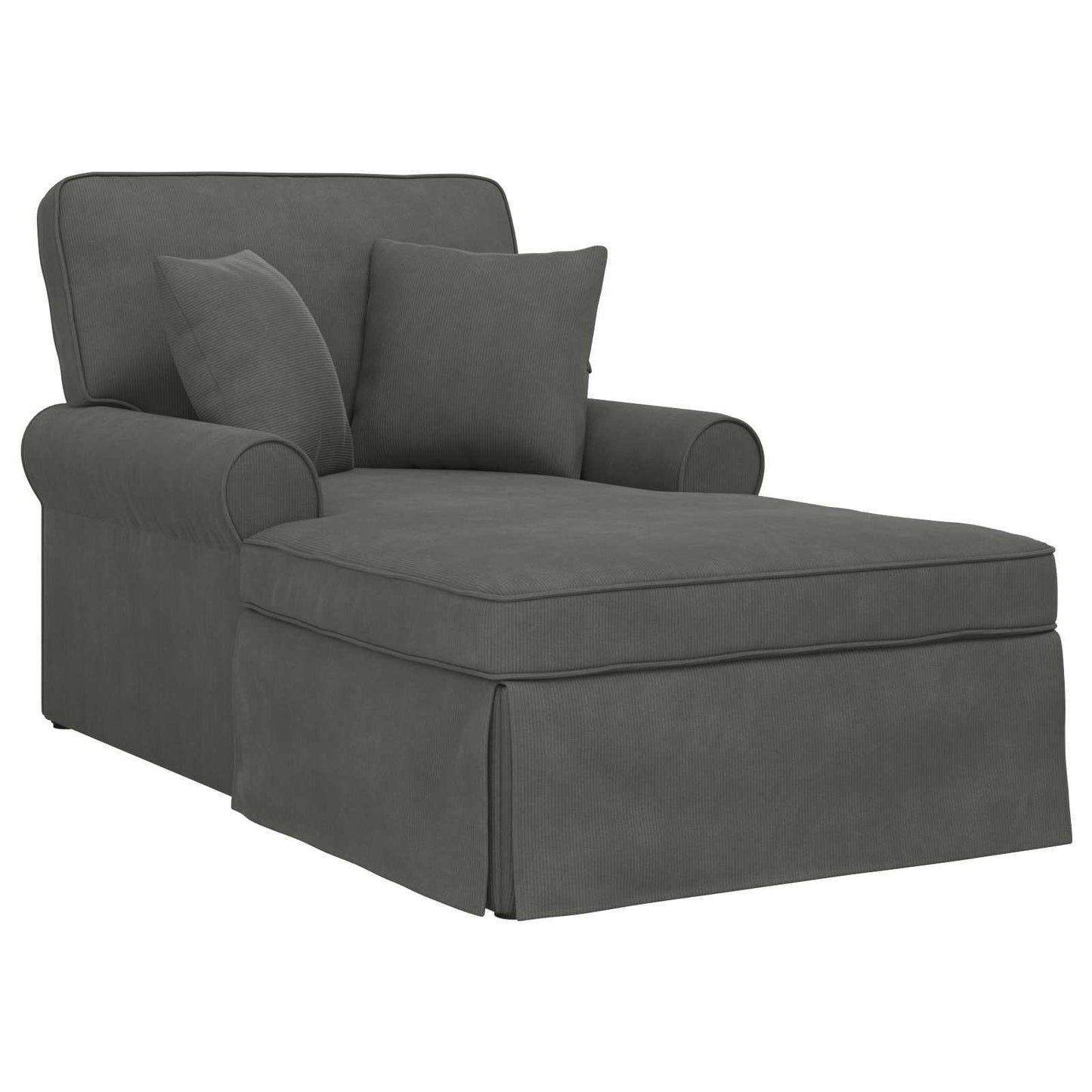 Chaise Lounge mit Rock 3 Stk. Dunkelgrau Cordstoff