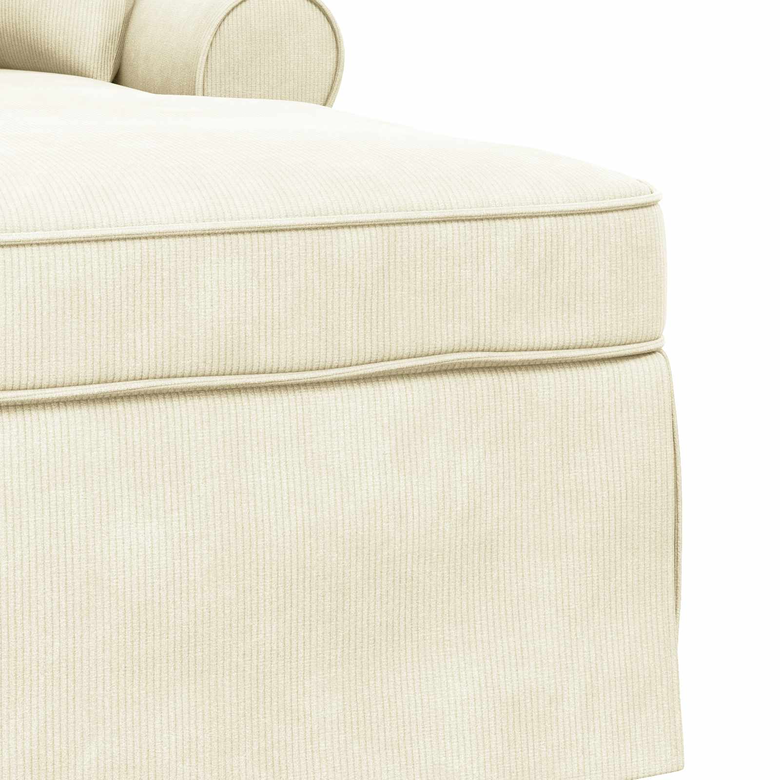 Chaise Lounge mit Rock 3 Stk. Creme Cordstoff 91 x 157 x 91 cm