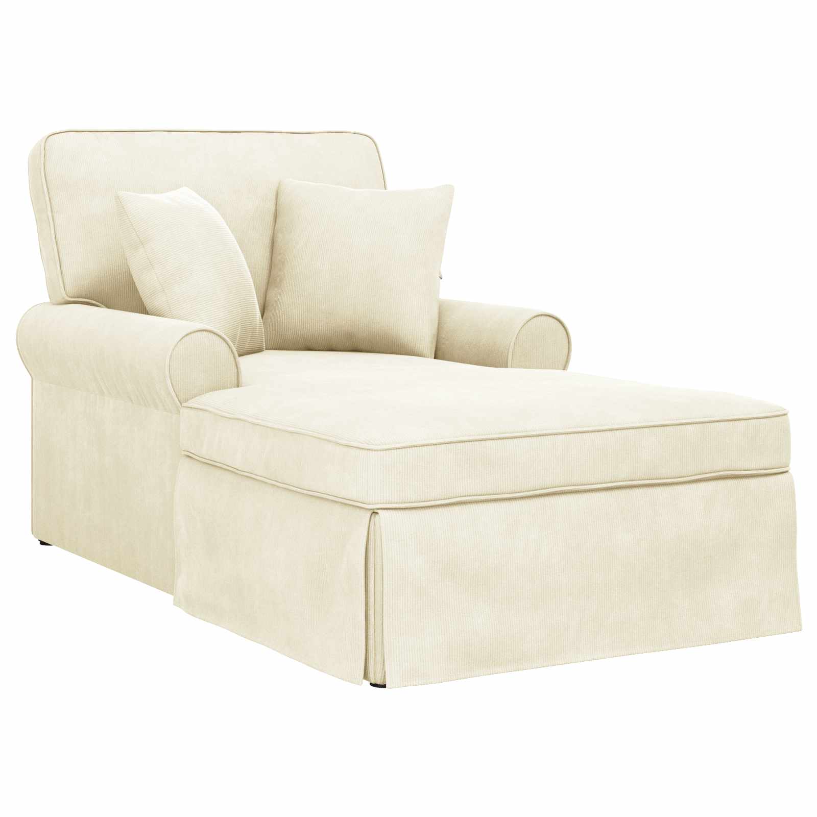 Chaise Lounge mit Rock 3 Stk. Creme Cordstoff 91 x 157 x 91 cm